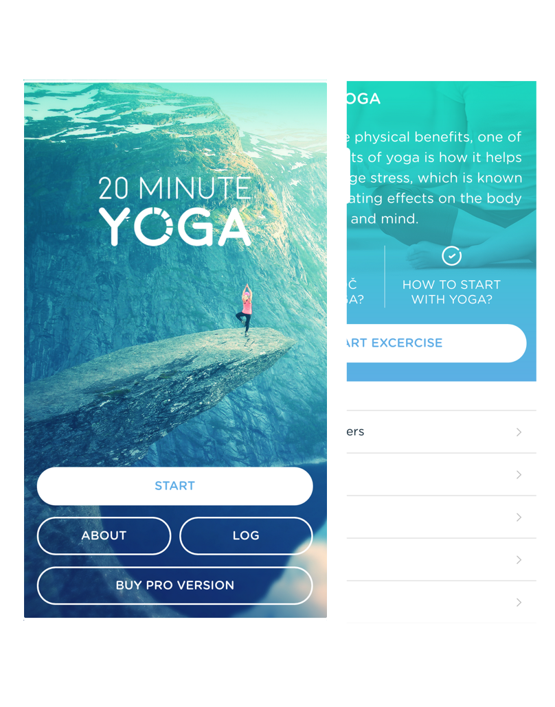 20 minute yoga on iPhones and Androids 